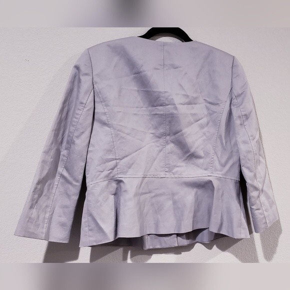 ANN TAYLOR LOFT Linen Blend Grey Button Up  Peplum Jacket Size M - Picture 6 of 7